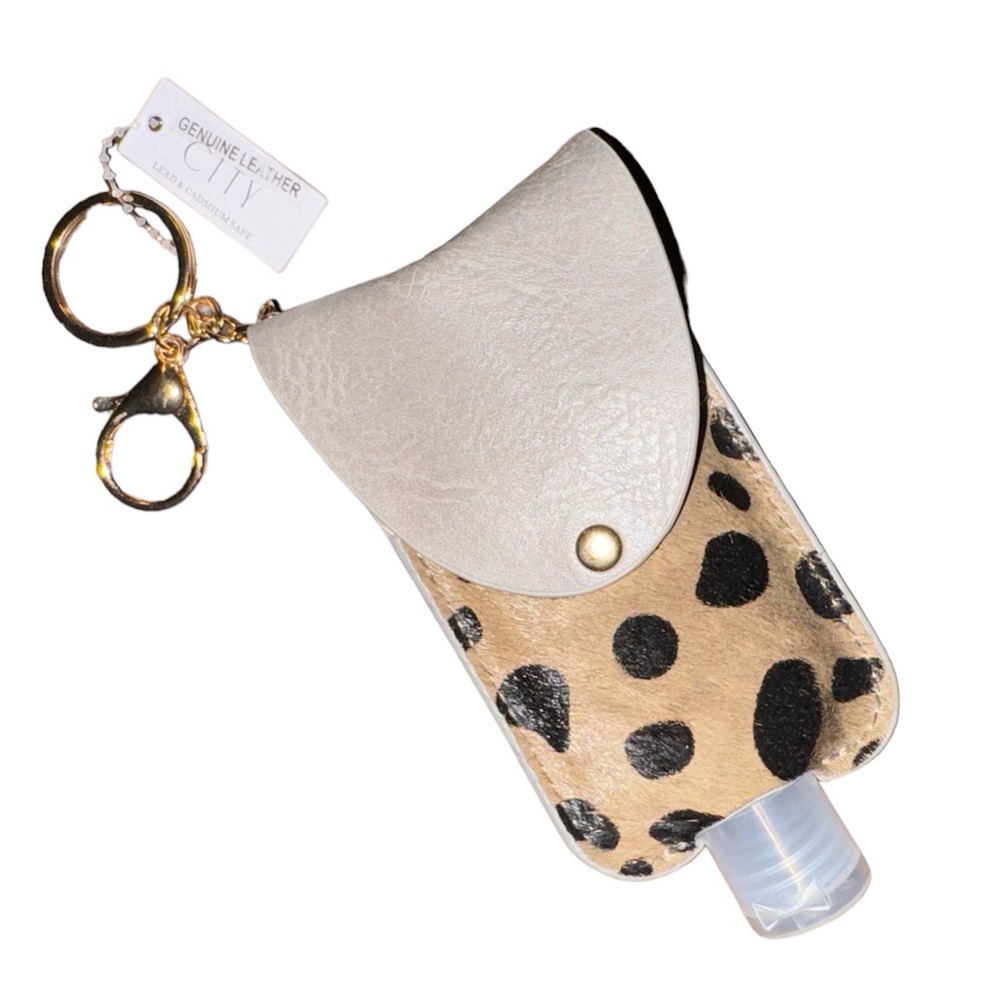 New with Tags Genuine Leather Keychain dispenser for lotion or antibacterial gel